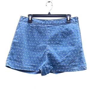 Forever 21 Women's Size 31 White Polka Dots Blue Denim Shorts